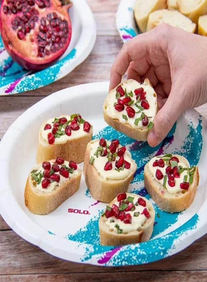 SOLO 10" Large Paper Plates, Jazz 90s Nostalgic Print, Pack of 55ct Paper Plates - Image 3