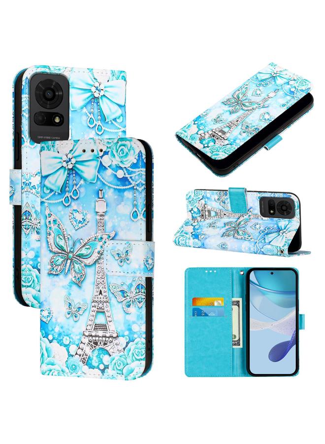 erorex Case For TCL 50 LE 5G Colored Drawing Pattern Plain Weave Leather Phone Case  - Image 1