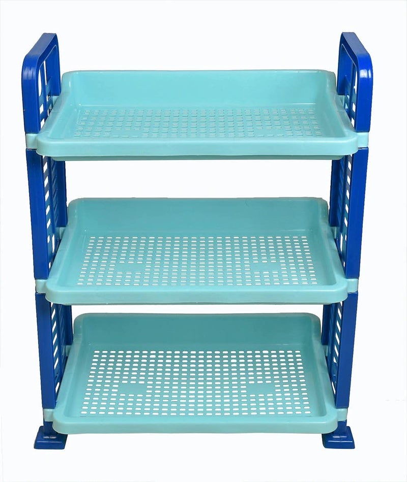 mastBus 2 pcs 3 Tier Plastic Multipurpose Storage Rack Space Saving Storage Organizer Rack Shelf for Home Kitchen Blue - Image 4