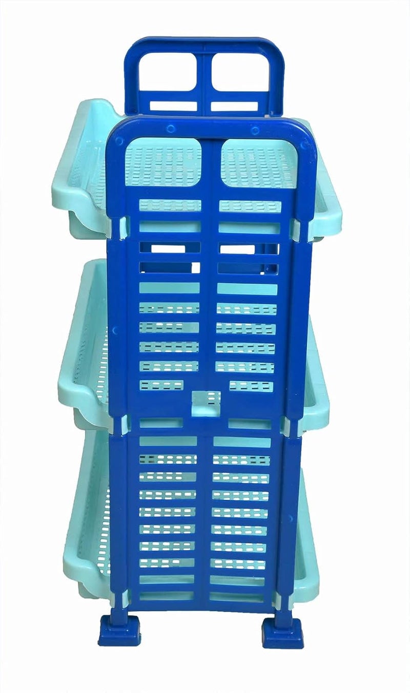 mastBus 2 pcs 3 Tier Plastic Multipurpose Storage Rack Space Saving Storage Organizer Rack Shelf for Home Kitchen Blue - Image 5