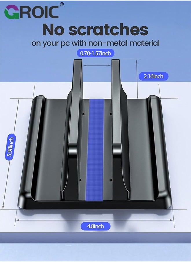 GROIC Vertical Laptop Stand, Adjustable 1 Slot Laptop Storage with Rubber Padding, Laptop Stand for Desk, Premium Laptop Holder for MacBook, Tablet Stand  - Image 4