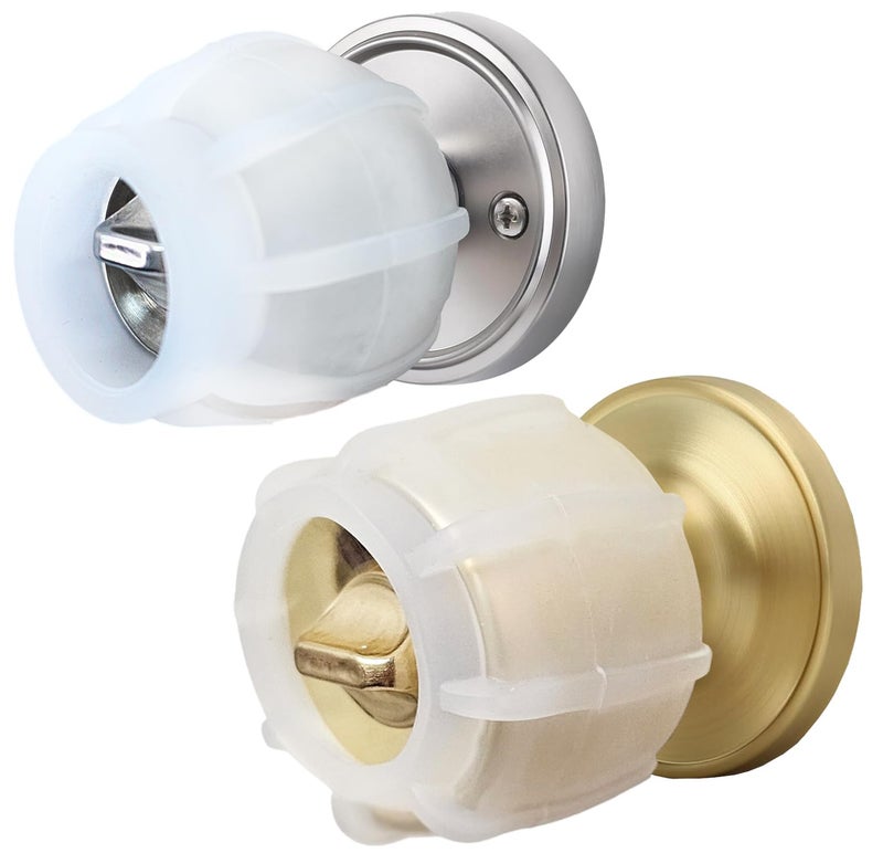 Enjoy Cover |Door Handle Grip Doorstop Knob Stopper Cover, Set of 2 Silicone Door Knob Grips Universal Size Protects Walls from Dents and Damage (Clear) - Image 1
