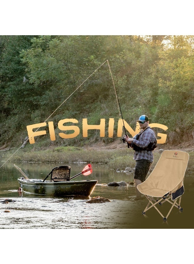 توبيز طاولة تخييم قابلة للطي من الألومنيوم خفيفة الوزن + كرسي خارجي محمول قابل للطي مع ظهر مرتفع – للتخييم، النزهات، الشواء، الصيد والسفر - Image 3