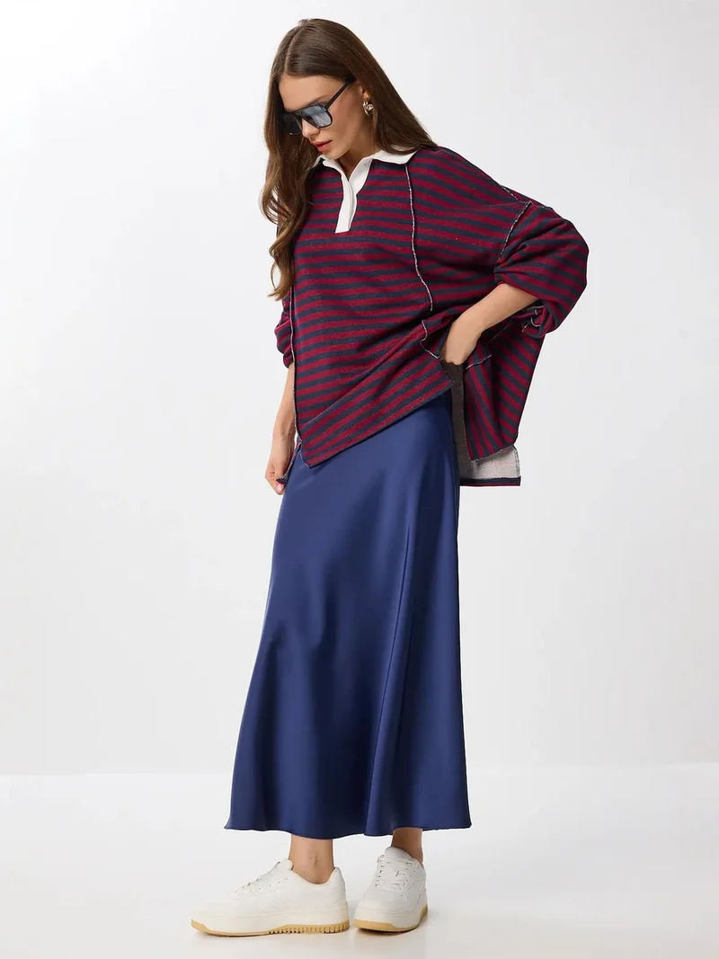 السعادة في إسطنبول ISTANBUL High Waist Satin Maxi Skirt