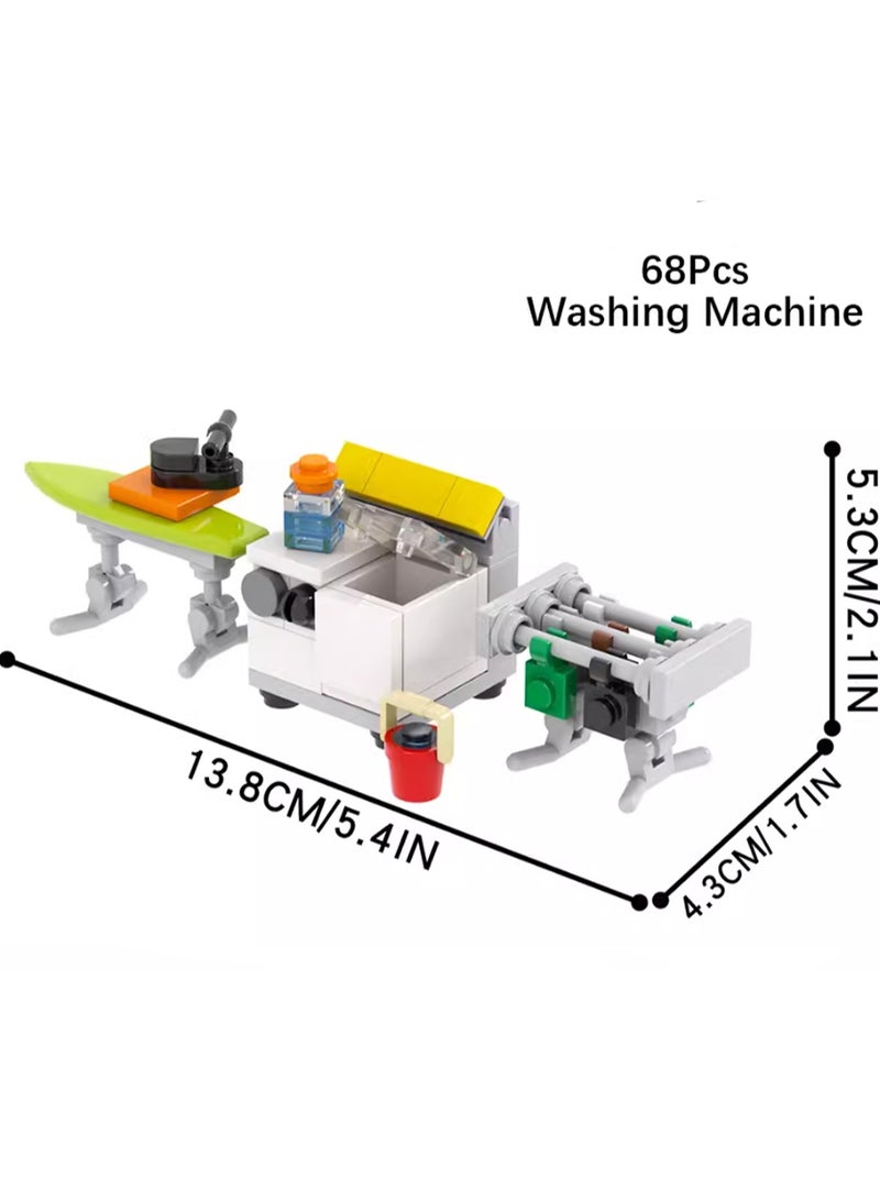 Creative Children's City Family Series Small Particle Puzzle Building Block Toys(Laundry Three-Piece Set 68Pcs) - Image 2