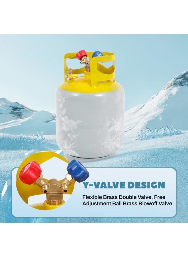 FAHKNS Refrigerant Recovery Tank for R12, R22, R134A, R410A etc Refrigerant with 1/4 SAE Y-Valve Liquid/Vapor Reclaim Tank 50 LB Reusable - Image 3