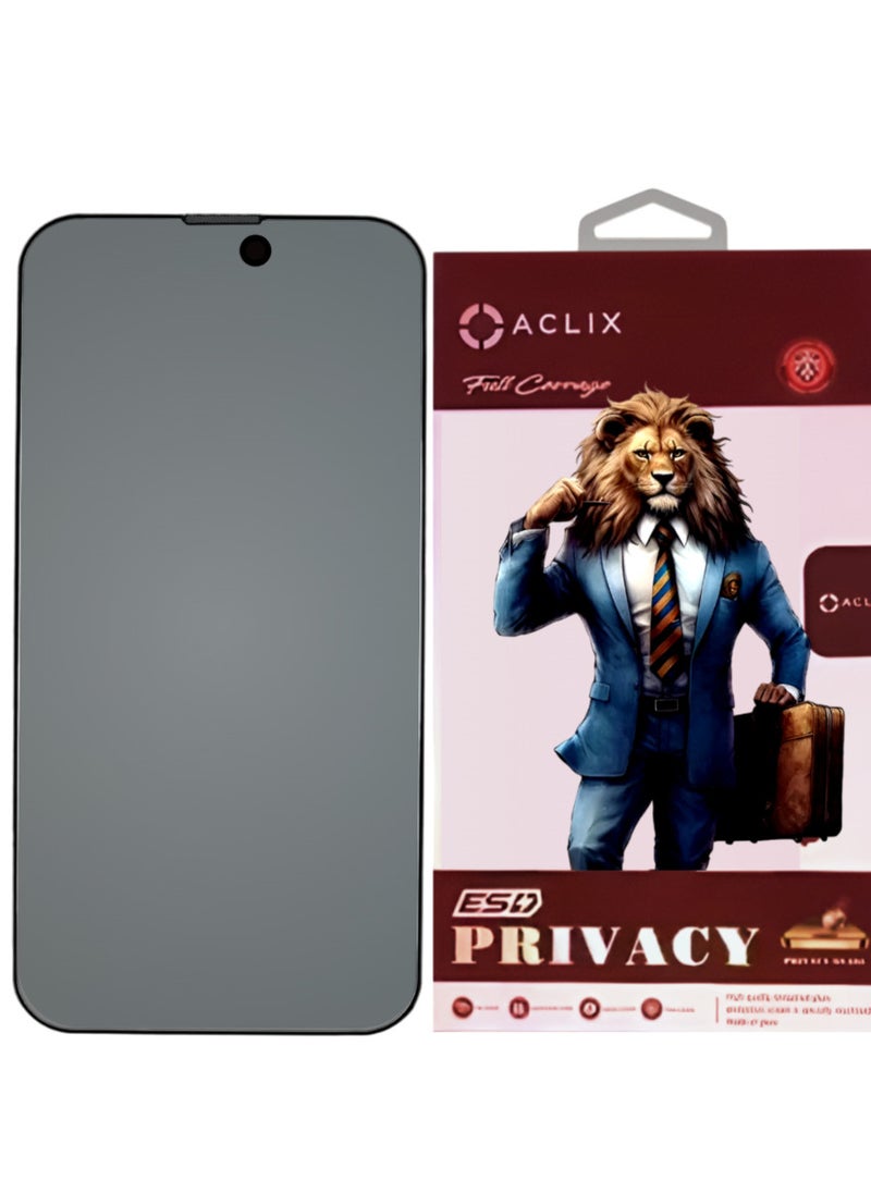 ACLIX Antistatic ESD Dustproof Premium Quality High Definition Anti-Spy Privacy Tempered Glass Screen Protector Designed For  iPhone 15 Pro Max - Image 1