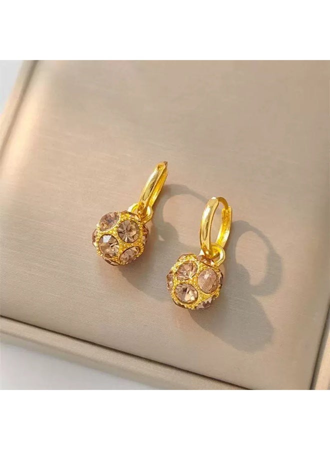 Goolsky Vintage Luxury Gold Rhinestone Ball Earrings for Women – Unique Minimalist Clip-On Earrings, No Piercing Sparkling Rhinestones, Formal/Parties Gift - Image 4