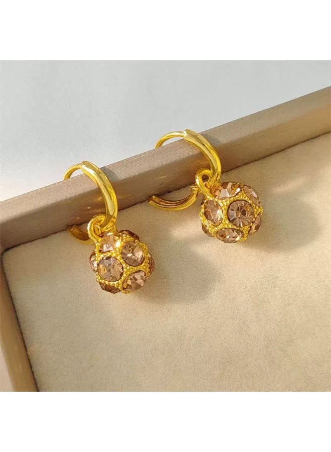 Goolsky Vintage Luxury Gold Rhinestone Ball Earrings for Women – Unique Minimalist Clip-On Earrings, No Piercing Sparkling Rhinestones, Formal/Parties Gift - Image 5