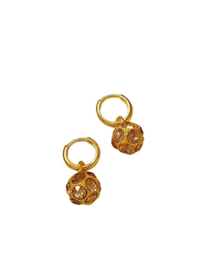 Goolsky Vintage Luxury Gold Rhinestone Ball Earrings for Women – Unique Minimalist Clip-On Earrings, No Piercing Sparkling Rhinestones, Formal/Parties Gift - Image 3