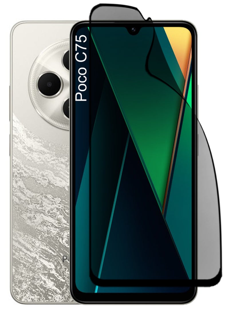 Poco C75- Privacy Matte Ceramic Glass Screen Protector - Black - Image 1