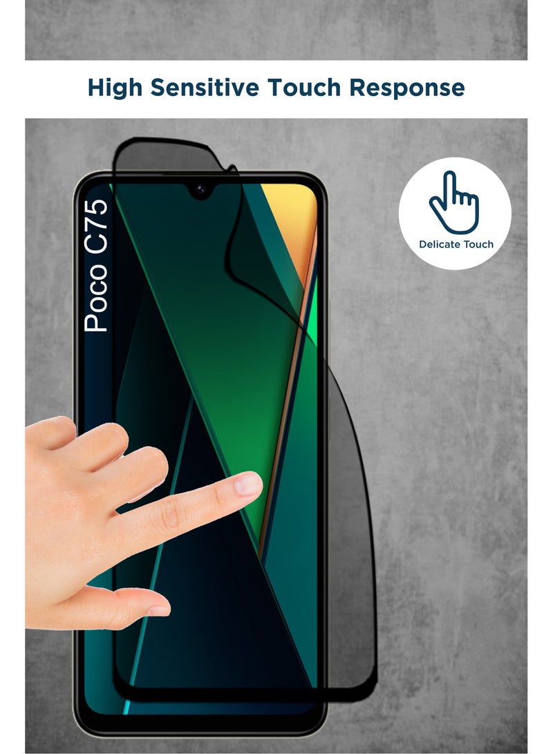 Poco C75- Privacy Matte Ceramic Glass Screen Protector - Black - Image 4
