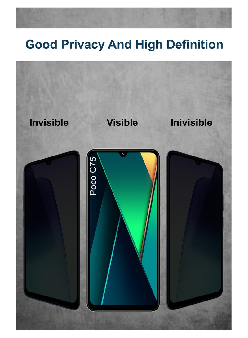Poco C75- Privacy Matte Ceramic Glass Screen Protector - Black - Image 3
