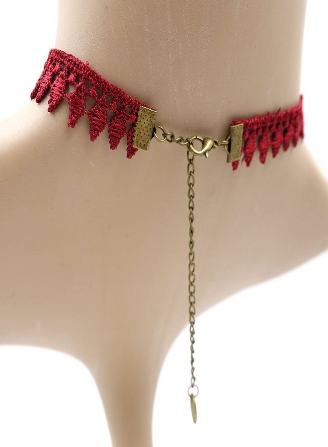 ETERNITY J. Vintage Princess Lolita Lace Victorian Necklace Bracelet Edwardian Vampire Gothic Choker Pendant (Red2) - Image 4