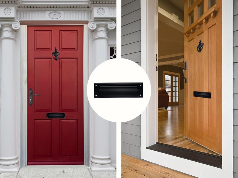 QCAA Solid Brass Mail Slot, with Solid Brass Interior Frame and Solid Brass Back Plate, 8-7/8''X2-7/8, Matte Black, 1 Pack, Made in Taiwan - Image 3