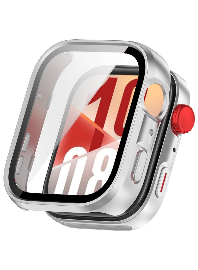 HablTech Protective Case Suitable for Huawei Watch Fit 4 Case Hard PC Case with Tempered Glass Screen Protectors Full Protective Cover(Silver) - Image 1