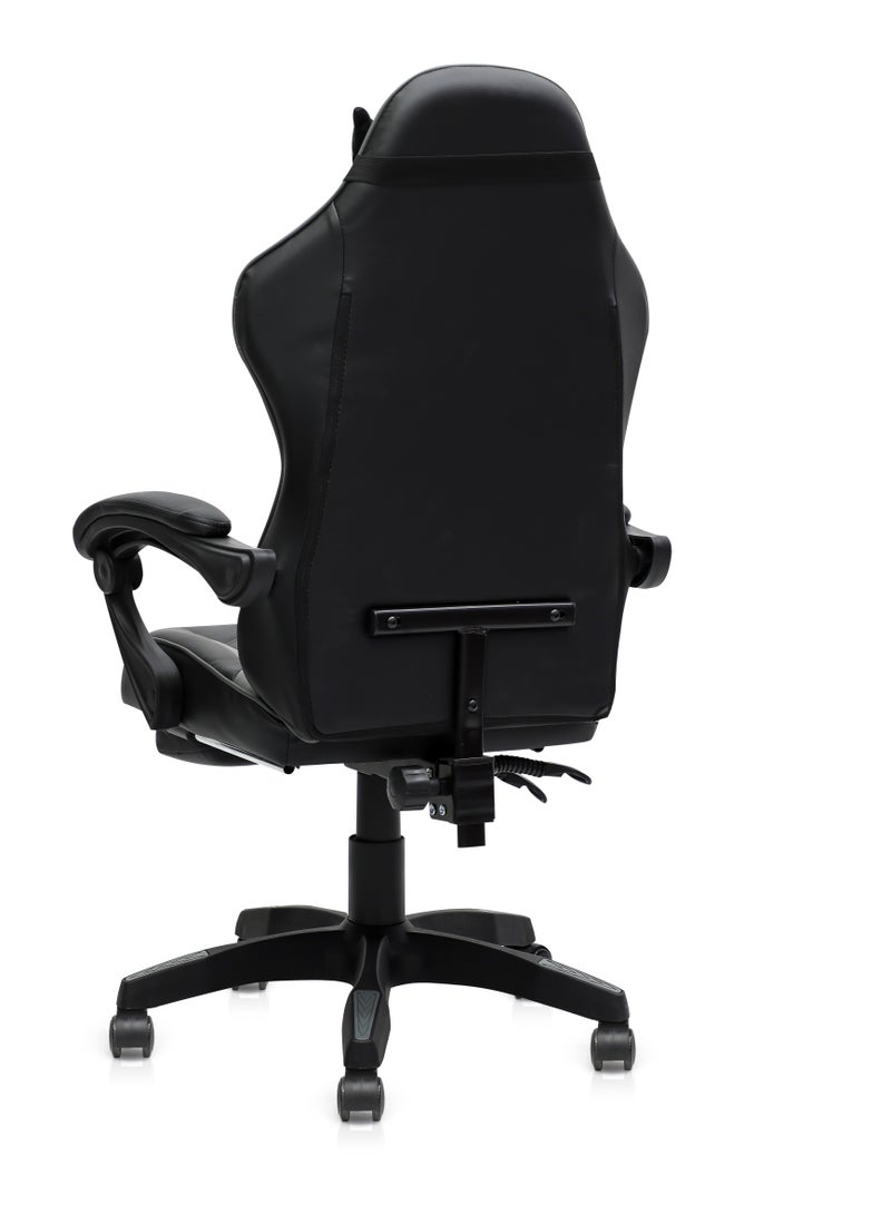 Multi Home Furniture Modern design Best Executive gaming chair MH-6065-Grey-black for Video Gaming Chair for Pc with fully reclining back and head rest amd footrest and soft leather (Grey, blk) - Image 5
