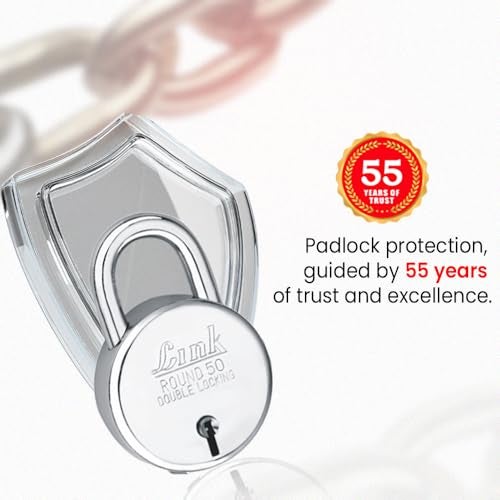Link Stainless Steel 50mm New Round Lock – Double Locking, Iron Lever, 50,000 Key Combinations, 3 Silver Keys per Lock (Pack of 2) - Image 3