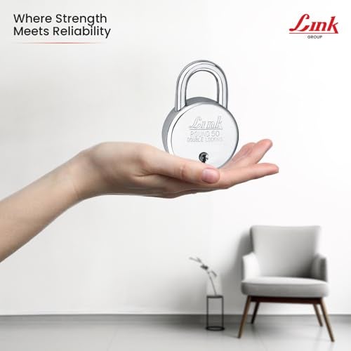 Link Stainless Steel 50mm New Round Lock – Double Locking, Iron Lever, 50,000 Key Combinations, 3 Silver Keys per Lock (Pack of 2) - Image 5