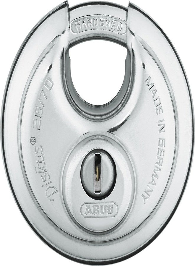 ABUS 26/70 Diskus Solid Body Storage Padlock with 2 Keys for Storage, Transport, and Commercial, 2.75in (70mm) Wide, Keyed Different - Image 1
