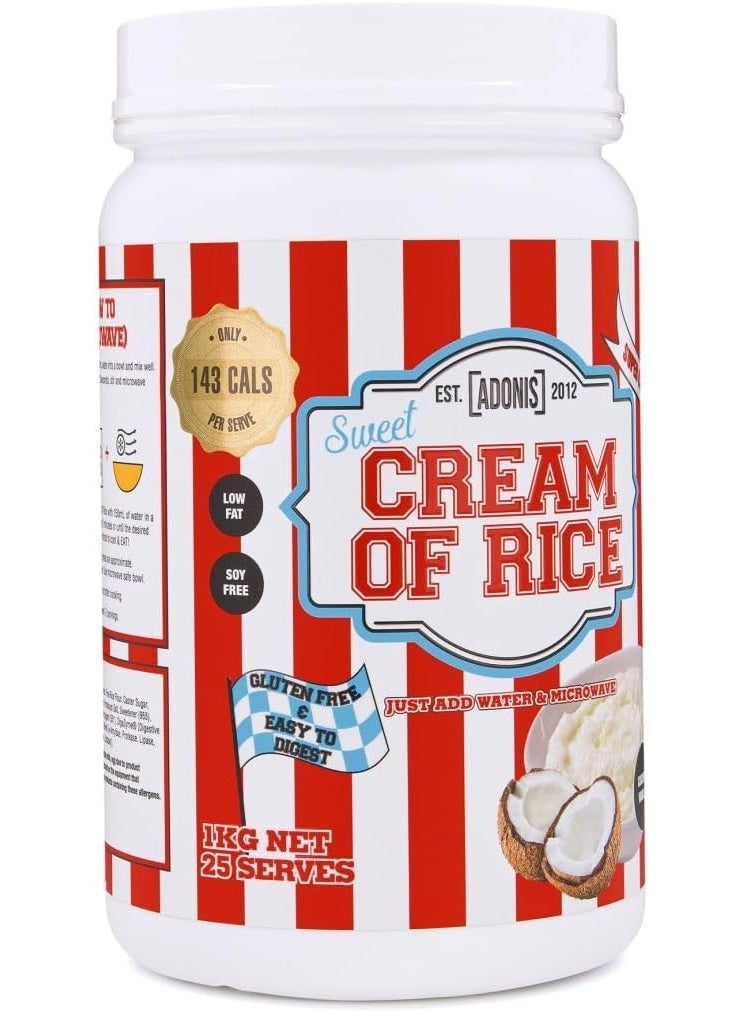 آدونیس أدونيس بروتين كريمة الأرز الحلوة (كربوهيدرات) بنكهة جوز الهند والفانيليا: طعم لا يُقاوم، جودة صحية وسهلة الهضم - 1 كجم - Image 2