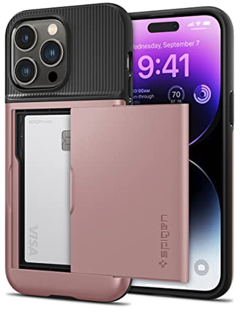 Spigen Slim Armor CS iPhone 14 Pro Case Cover with Card Holder Slot - Rose Gold 