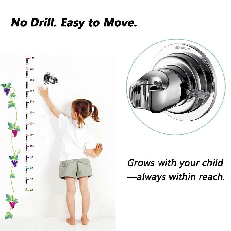 BOPai Suction Cup Shower Head Holder for Handheld Shower â€“ No Drill, For Smooth Surfaces Only, Vertical Mount Only, Chrome - Image 3