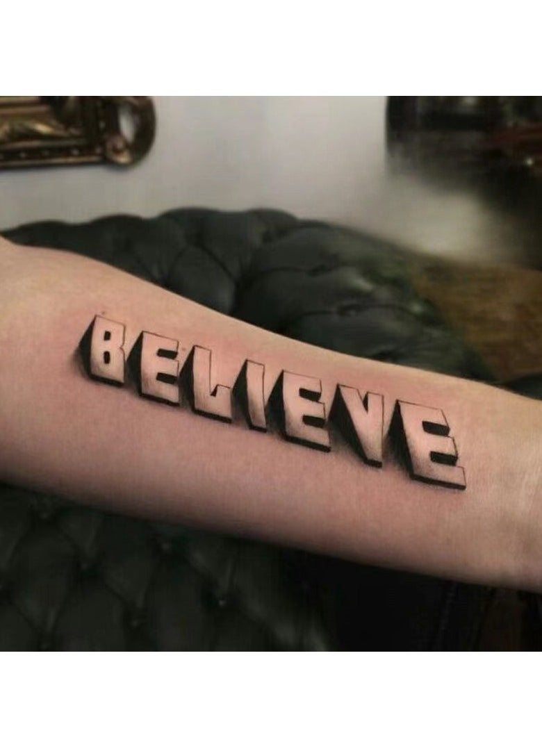 Generic - 1 piece of European and American fashionable tattoo stickers long-lasting waterproof simulated personalized letter tattoo stickers - Image 1