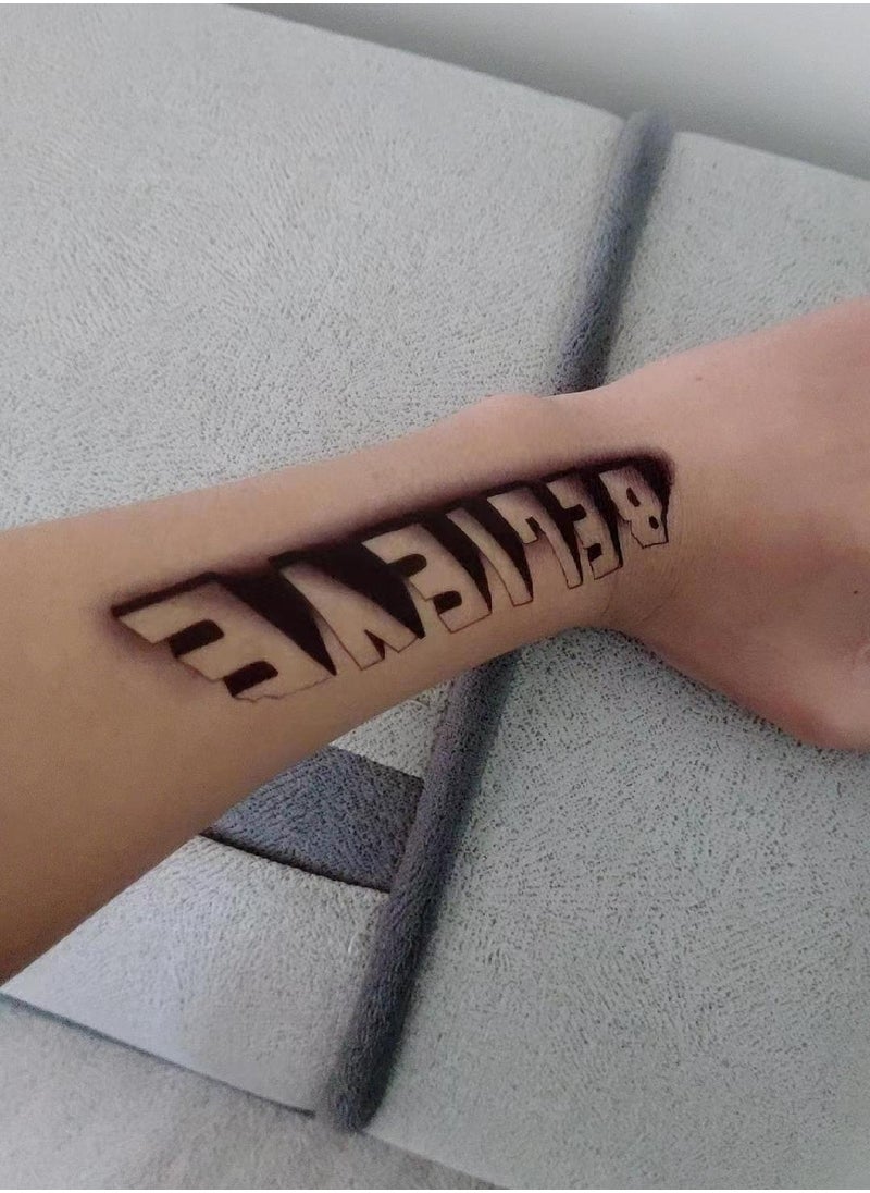 Generic - 1 piece of European and American fashionable tattoo stickers long-lasting waterproof simulated personalized letter tattoo stickers - Image 1