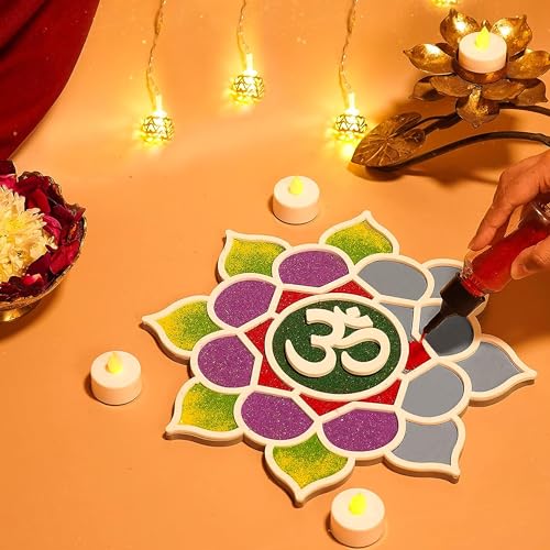 Cock Brand Cock Quick Portable Rangoli - 4 Inches X 4pcs Your On-The-Go Diwali Rangoli Solution to Elevate Your Festive Decor and Celebrations - Image 1