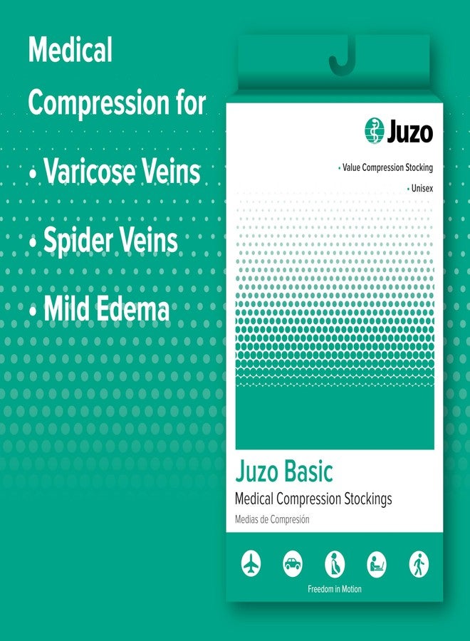 Juzo Basic 4412 Thigh-High 30-40 mmHg Closed Toe Compression Stocking with Silicone Top Band- Men & Women, Regular, 3 (III), Beige - Image 4