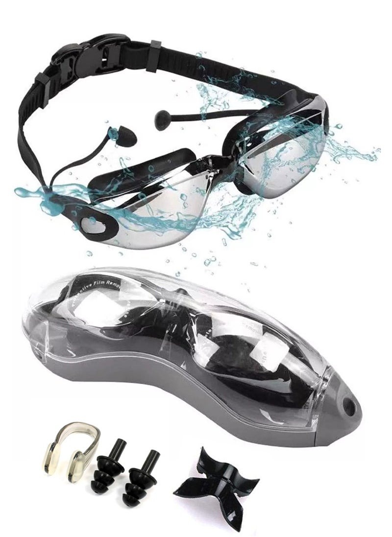 QUTOOB - Professional Waterproof Swimming Goggles - Anti Fog Swimming Goggles With Ultra Wide And Crystal Clear View and UV Protection - Swim Goggles Kit Comes With Storage Box Nose Clip And Earplugs - Image 1