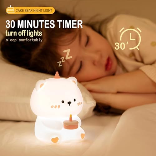 Desidiya® Gummy Bear Birthday Cake Night Light for Kids – Soft Silicone Lamp, 3-Level Dimmable LED, USB Rechargeable, Aesthetic Room Decor, Cute Gifts for Girls, Boys, Women - Image 5