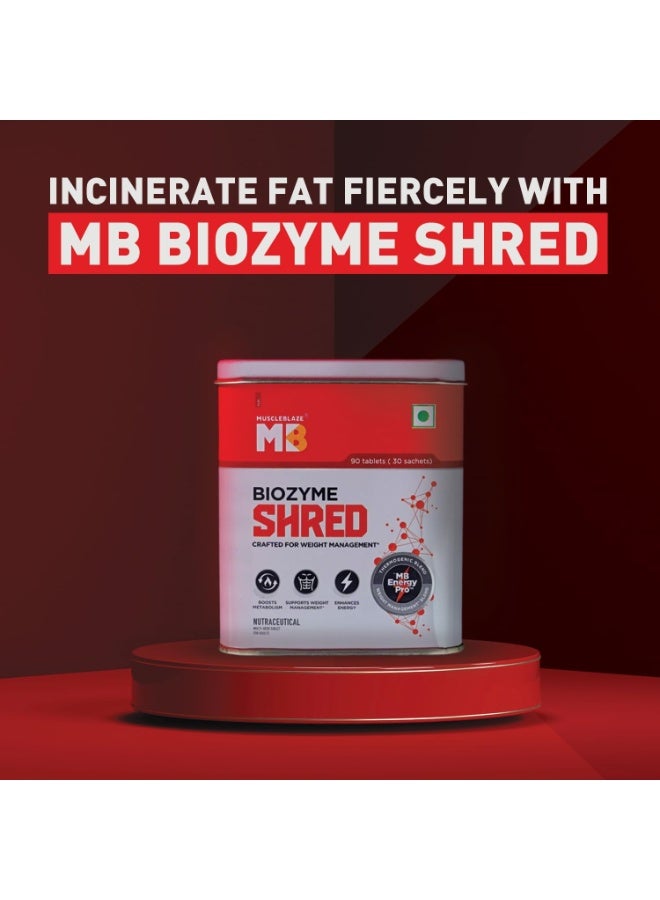 مسل بلايز MuscleBlaze Biozyme Shred - عبوة تحتوي على 90 قرصاً لإدارة الوزن - Image 3