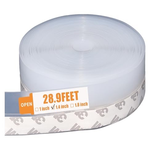 Bruiefpap 28.9 Ft Weather Stripping Door Seal Strip Tape,Silicone Draft Stopper,Self Adhesive Shower Door Bottom Seal, Insulation Strip for Frame Windows and Glass Gaps (Transparent, 35mm) - Image 1