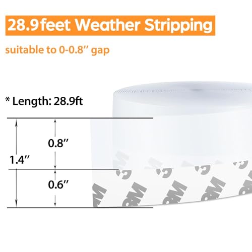 Bruiefpap 28.9 Ft Weather Stripping Door Seal Strip Tape,Silicone Draft Stopper,Self Adhesive Shower Door Bottom Seal, Insulation Strip for Frame Windows and Glass Gaps (Transparent, 35mm) - Image 2