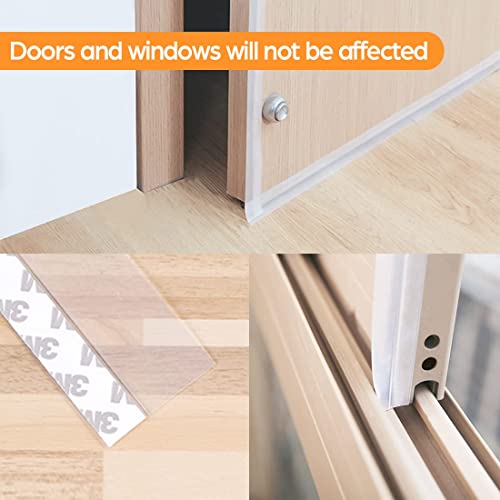 Bruiefpap 28.9 Ft Weather Stripping Door Seal Strip Tape,Silicone Draft Stopper,Self Adhesive Shower Door Bottom Seal, Insulation Strip for Frame Windows and Glass Gaps (Transparent, 35mm) - Image 4