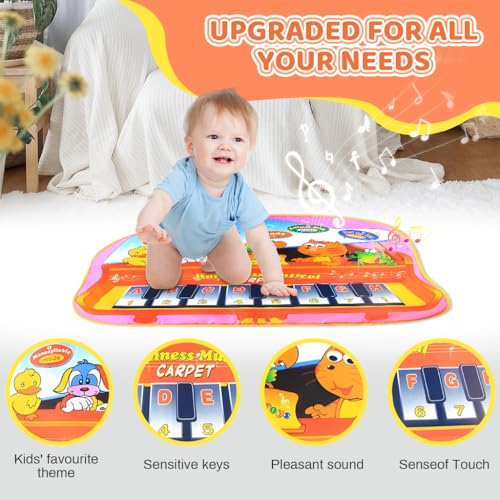 PATPAT® 22.83x28.35in Musical Instrument Keyboard Piano for Kids 1-12 Years with 8 Sounds, Piano Play Mat for Kids Playing Gift for 1 Year Baby Girl Boy Educational Toys for Interest Cultivation - Image 4