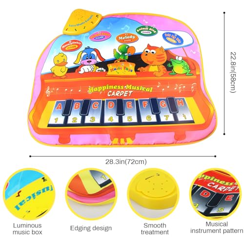 PATPAT® 22.83x28.35in Musical Instrument Keyboard Piano for Kids 1-12 Years with 8 Sounds, Piano Play Mat for Kids Playing Gift for 1 Year Baby Girl Boy Educational Toys for Interest Cultivation - Image 2