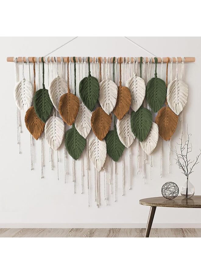 Macrame Wall Hanging, Boho Home Decor, Boho Leaves Macrame Tapestry, Bohemian Woven Decoration for Bedroom Living Room Apartment Dorm Gallery Perfect Handmade Gift Ideas(21) - Image 1