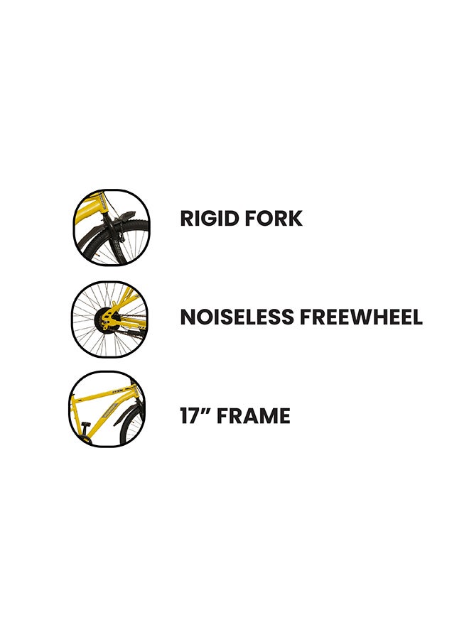 Riders Storm 26T Mountain Bicycle for Men & Women | Strong Steel Frame with Inner Cable Routing, Power Brakes, Mud Guards & Rear Carrier | Comfortable Saddle & All-Terrain Tyres | Yellow - Image 5