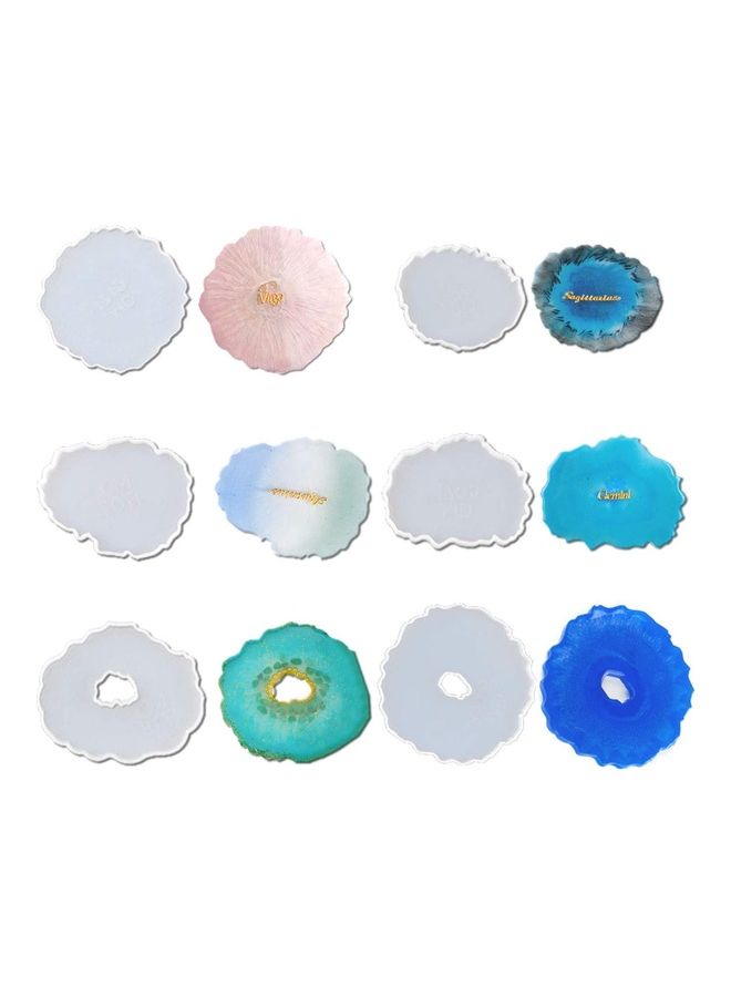 NIBEMINENT 6-Piece Wave Resin Coaster Mat White 5.1inch - Image 1