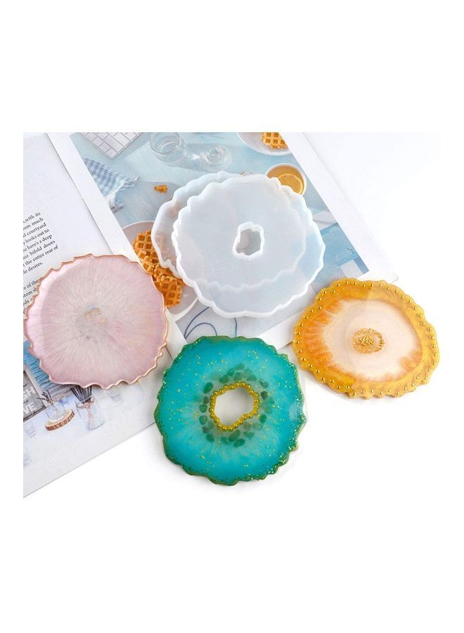 NIBEMINENT 6-Piece Wave Resin Coaster Mat White 5.1inch - Image 5