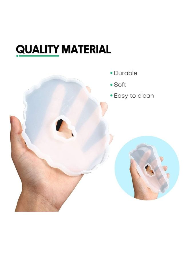 NIBEMINENT 6-Piece Wave Resin Coaster Mat White 5.1inch - Image 3