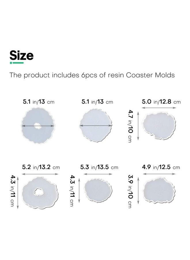 NIBEMINENT 6-Piece Wave Resin Coaster Mat White 5.1inch - Image 2