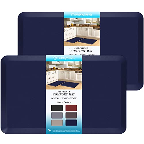 HappyTrends 2 PCS Kitchen Mat Cushioned AntiFatigue Floor Mat Heavy Duty Ergonomic Comfort Foam Standing Mat Waterproof NonSlip Kitchen Rugs for Home Office LaundryNavy
