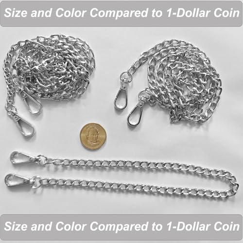 Hongbaite 3 Pack Silver Metal Chains for Purse Strap Wallet Bag Chain Replacement (16",36",48") - Image 4