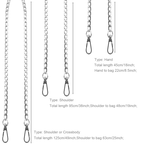 Hongbaite 3 Pack Silver Metal Chains for Purse Strap Wallet Bag Chain Replacement (16",36",48") - Image 5