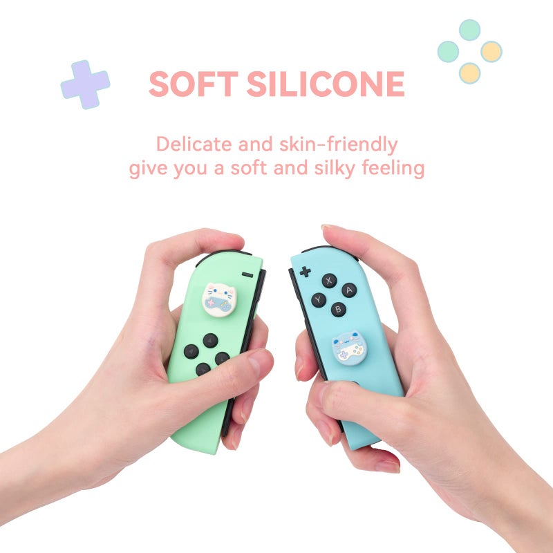 GeekShare Cute Animal Theme Thumb Grip Caps,Compatible with Switch/OLED/Switch Lite, Soft Silicone Joystick Cover,4PCS - Gaming Cat - Image 4