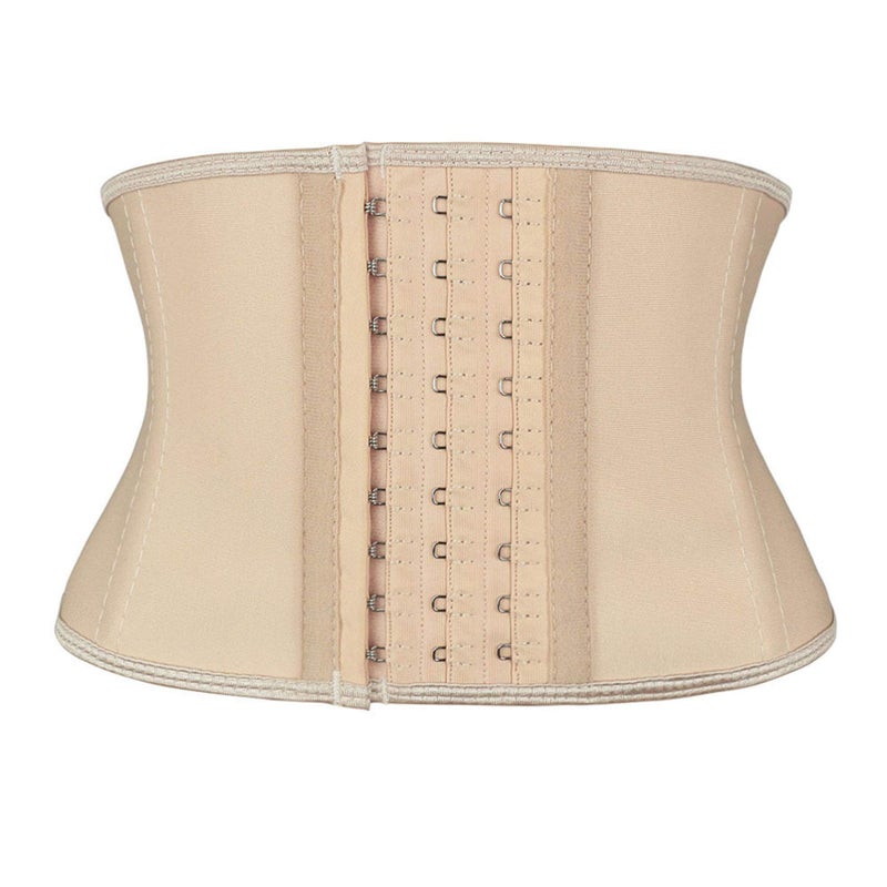 Atbuty Super Short Torso Waist Trainers Cincher Corset Tummy Shaper Slimming Latex Trimmer Girdle (Beige (7'' Short Torso, 9 Steel Bones), L) - Image 1